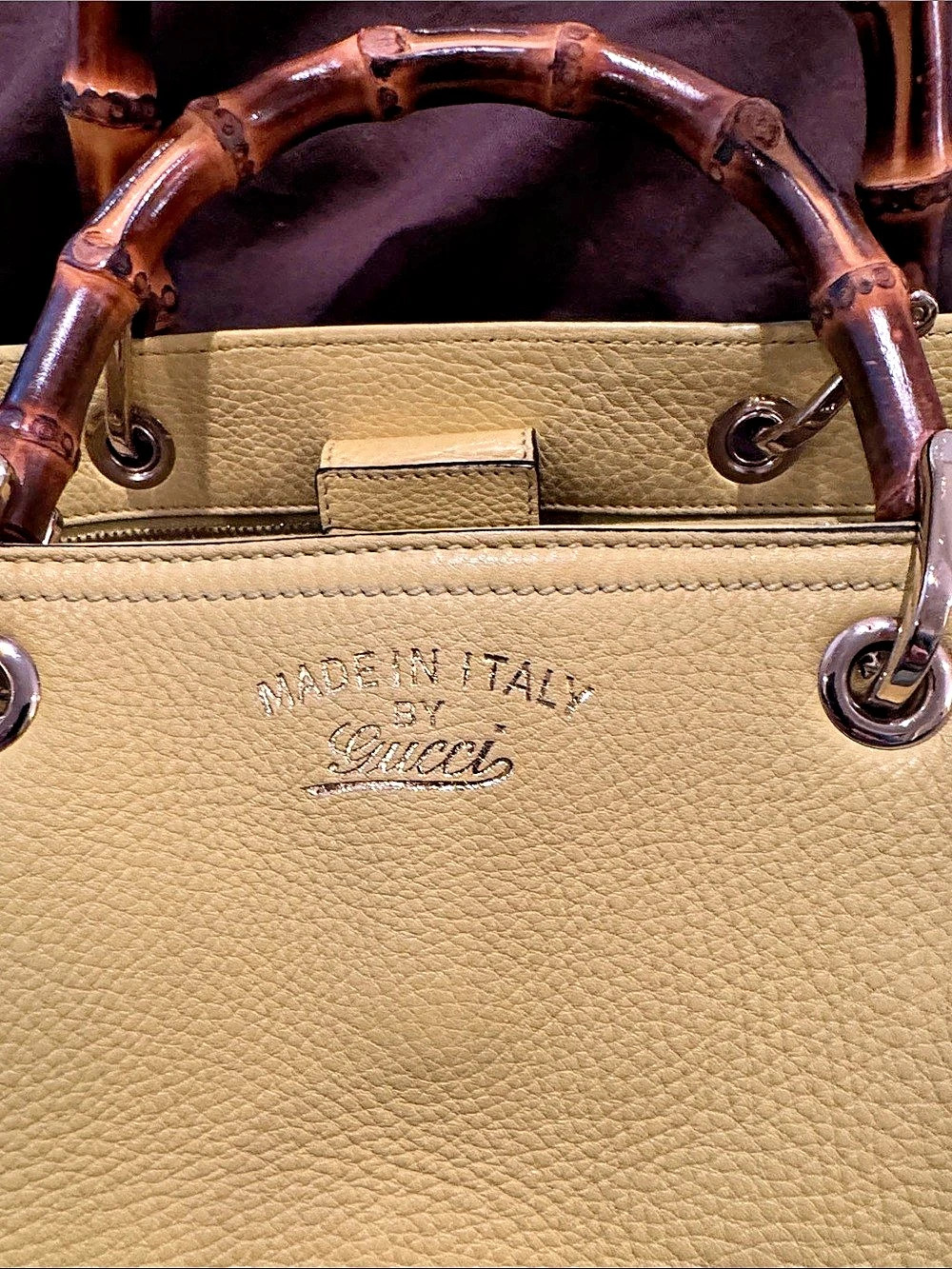 Like New Gucci Bamboo Tote Cellarius Leather Tote in Yellow - Picture 2 of 7